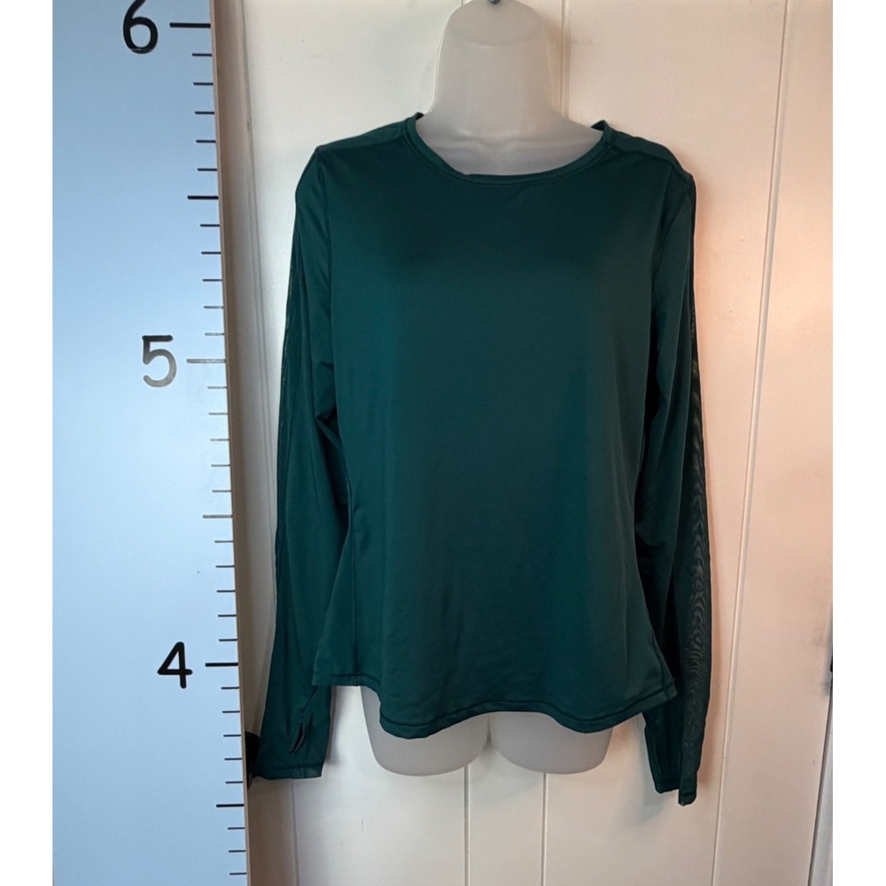 Victoria's Secret Sport Green Top Long Sleeve Thumb Holes Athleisure Yoga Medium